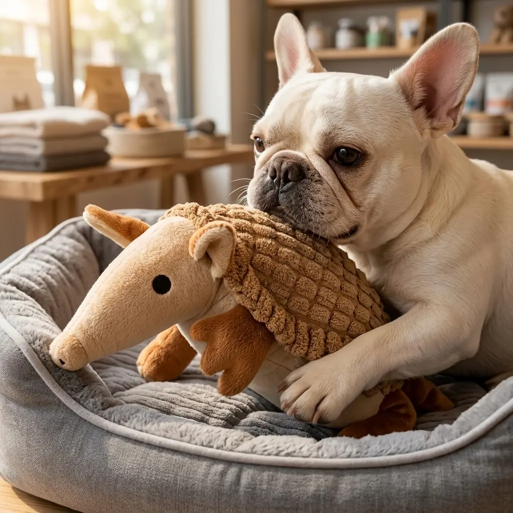 Armadillo interactive squeaky dog toy