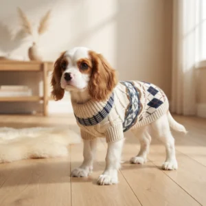 Beige cable knit sweater for dogs