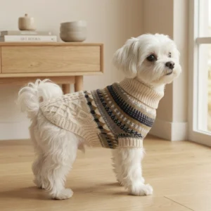 Beige textured knit dog sweater