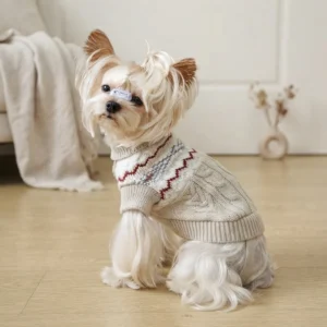 Light khaki knit sweater for dogs