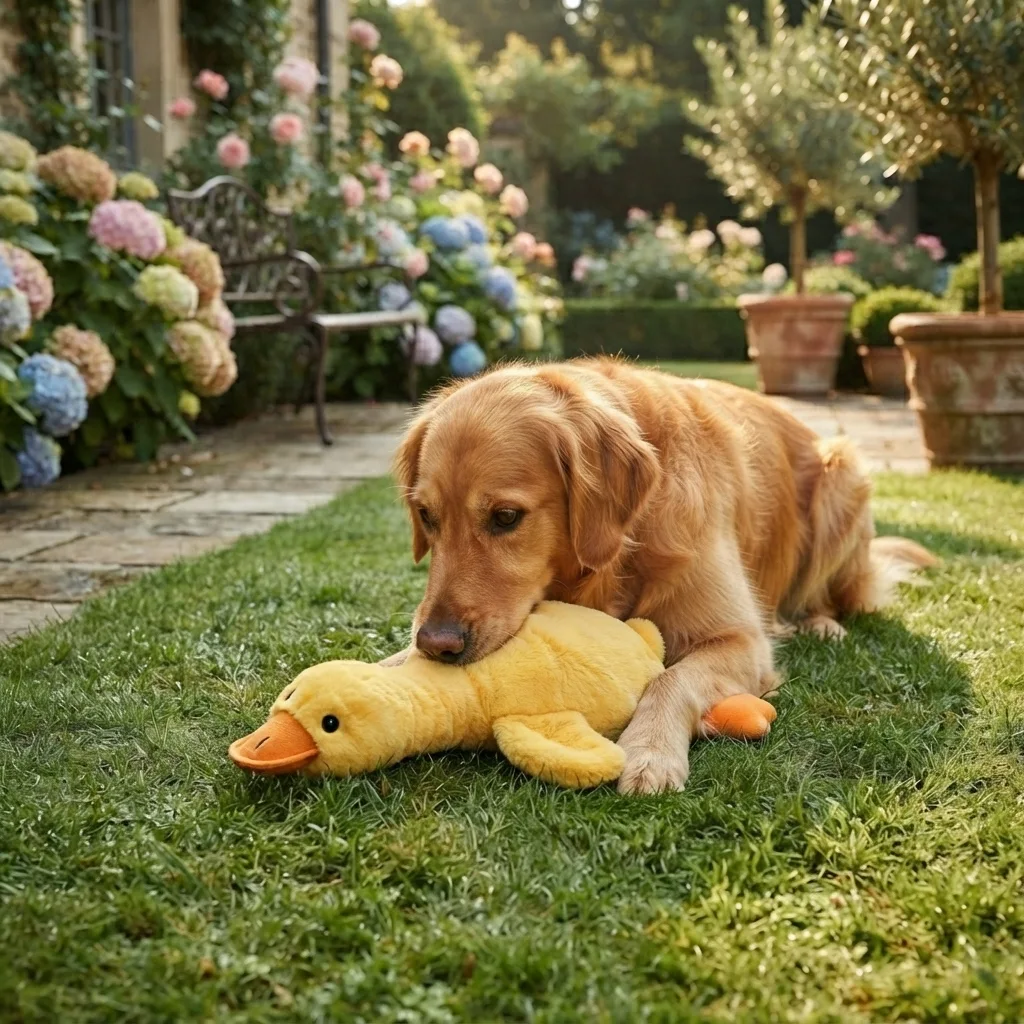 Yellow Duck Plush Dog Toy - Image 3