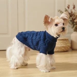 Blue knit dog hoodie