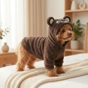 Brown bear knit dog sweater