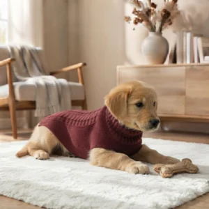 Burgundy turtleneck sweater for dogs