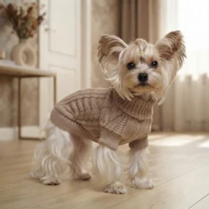 Khaki twisted knit pet hoodie