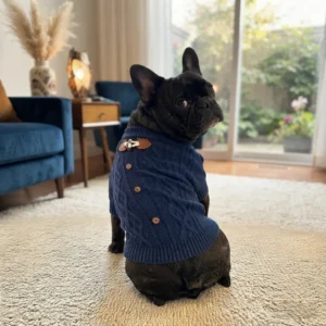 Navy blue classic knit dog sweater