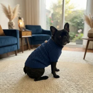 Soft navy blue knit sweater for dogs