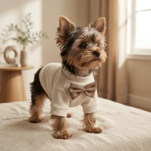 White waffle knit dog coat